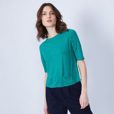 T-shirt with 1 pocket and back pleat - MAIKA