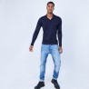 Pull col polo en laine et soie - Lume