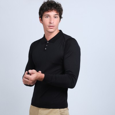 Jumper in wool and silk with polo shirt collar - Bartev