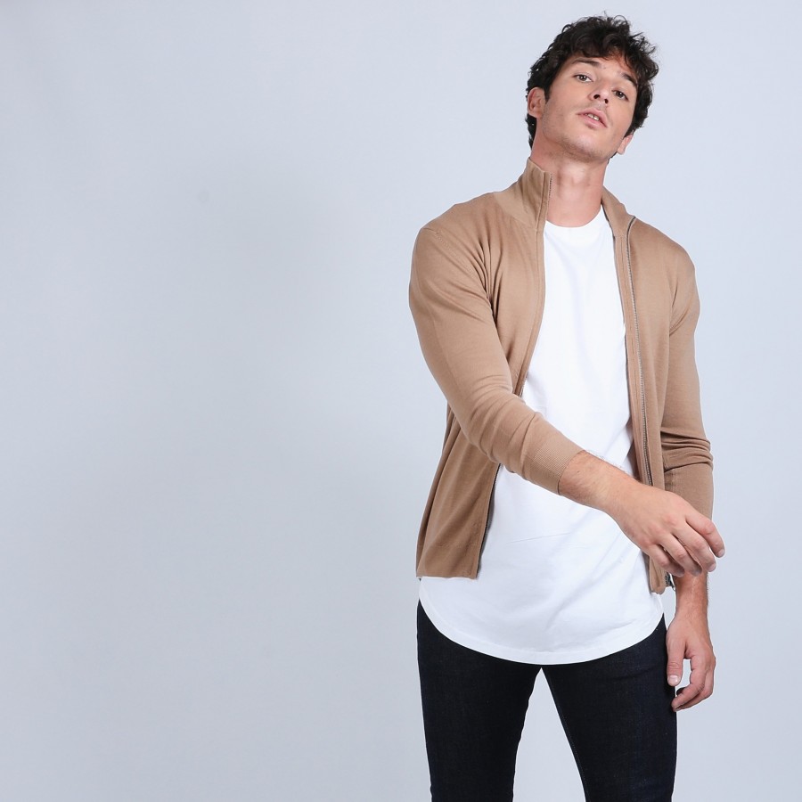 Zipped merino wool cardigan - Estian