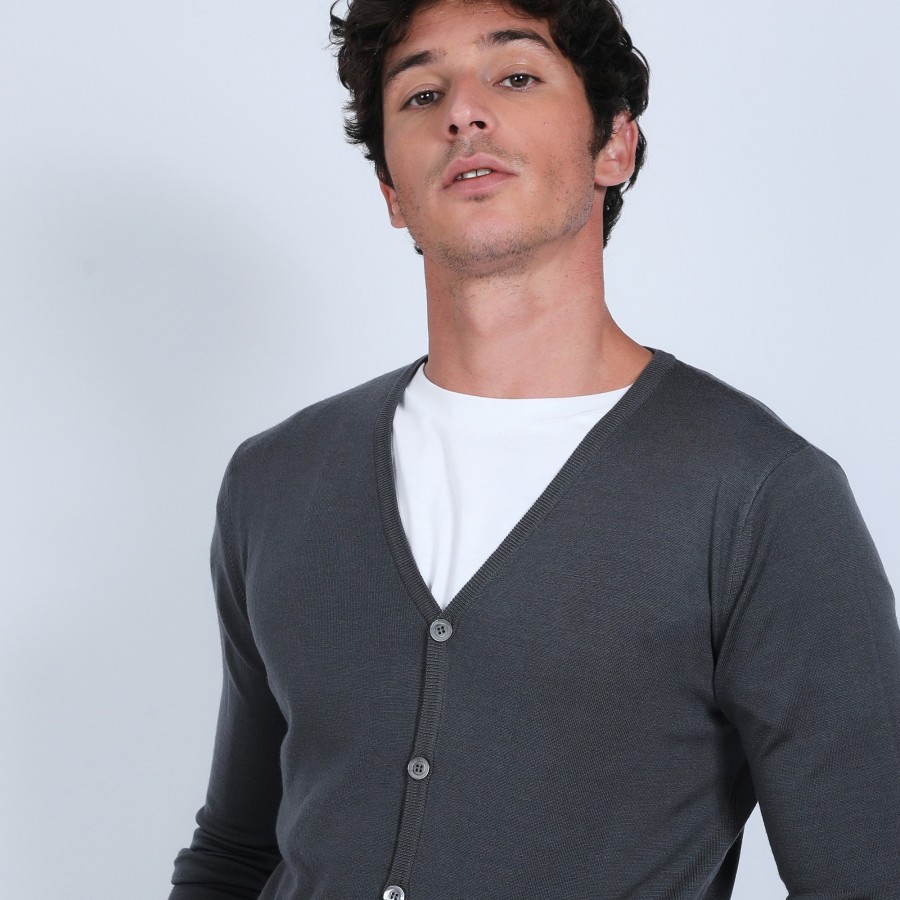 Button-down cardigan in merino wool - Etienne
