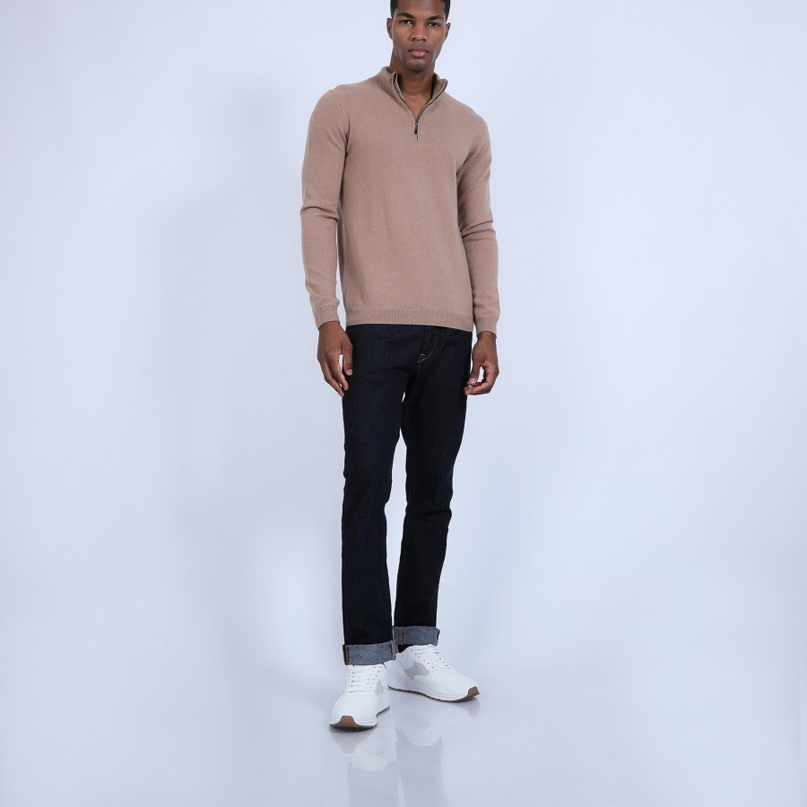 Cashmere zip-up 2-ply jumper - Emile