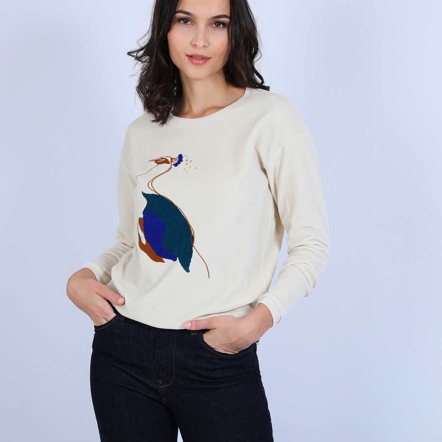 Velour jumper with peacock - Pavel