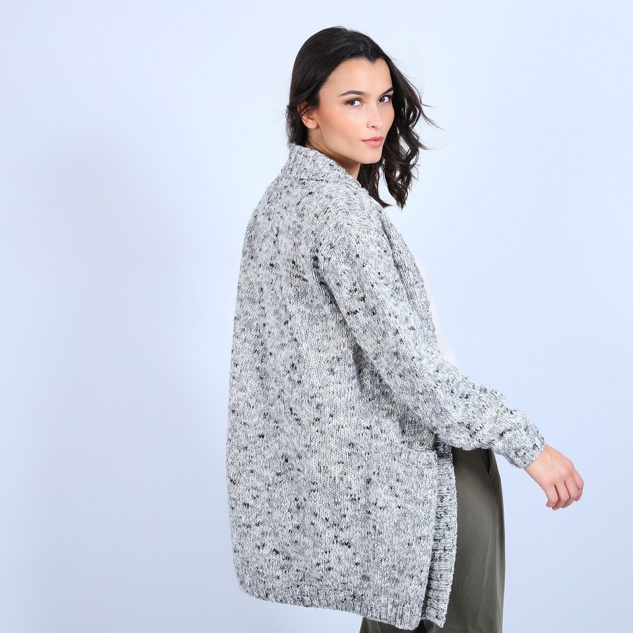 Long marled wool cardigan - Précieux