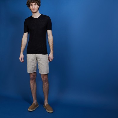 V-neck t-shirt in flamed linen - Bobélia