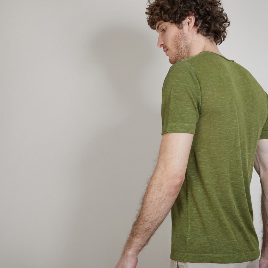 Flamed linen round neck T-shirt - Renaud