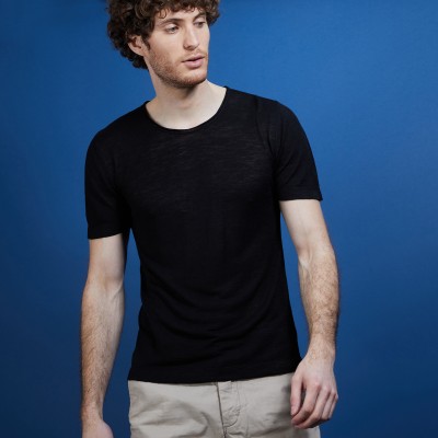 Flamed linen round neck T-shirt - Renaud