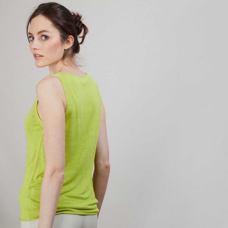 Flamed linen tank top - Boréal