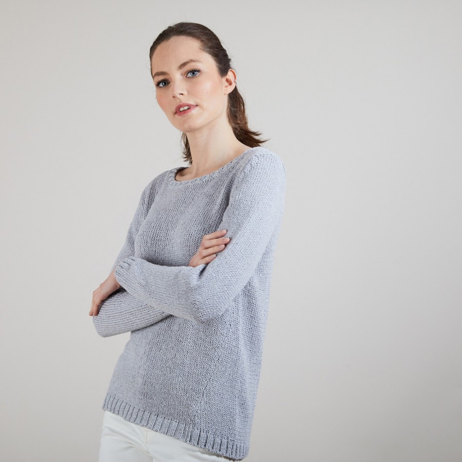 Cotton and wool silk round neck sweater - Benji