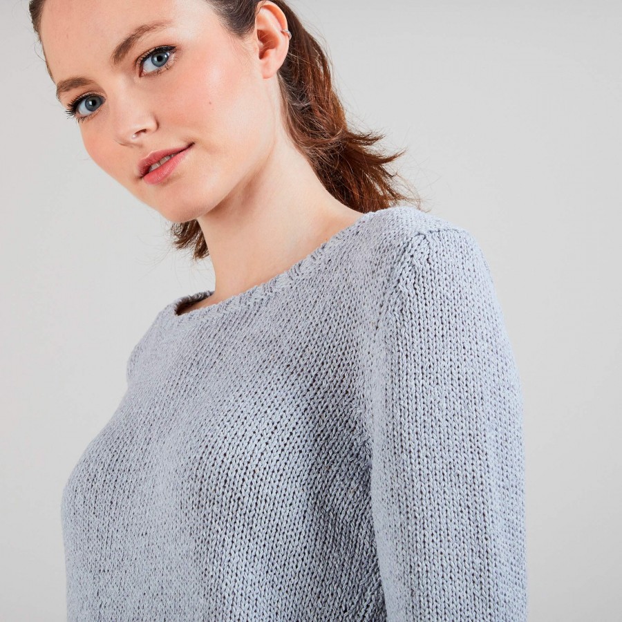 Cotton and wool silk round neck sweater - Benji