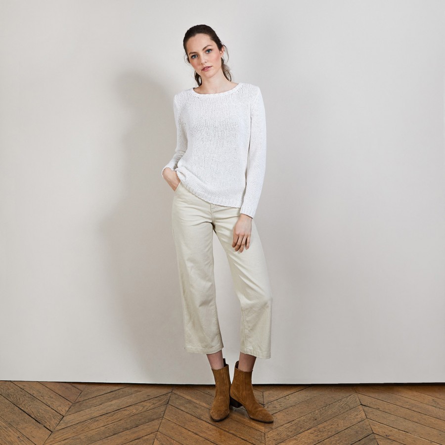 Cotton and wool silk round neck sweater - Benji