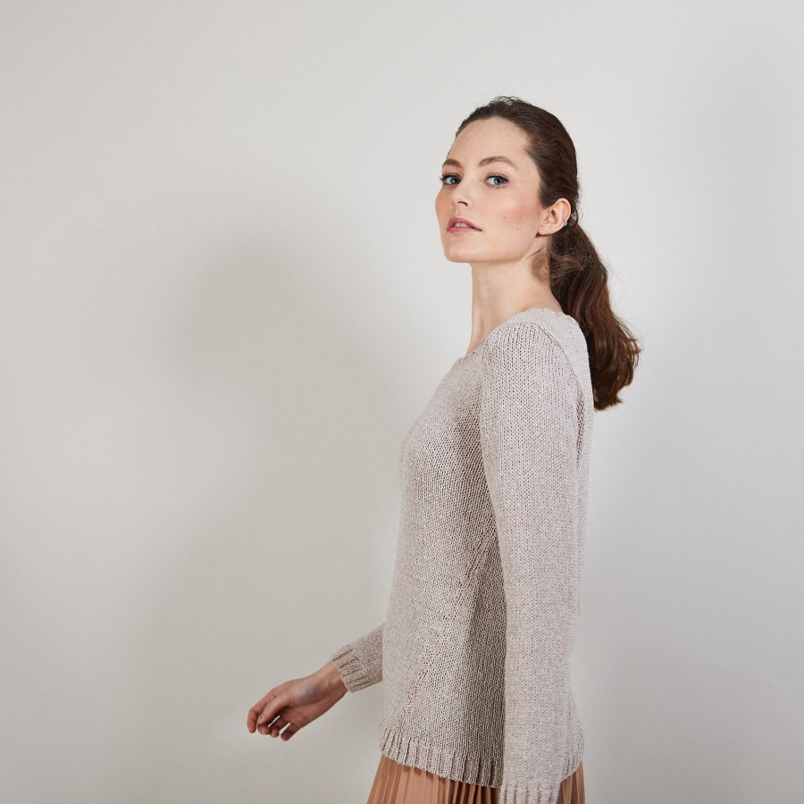 Cotton and wool silk round neck sweater - Benji