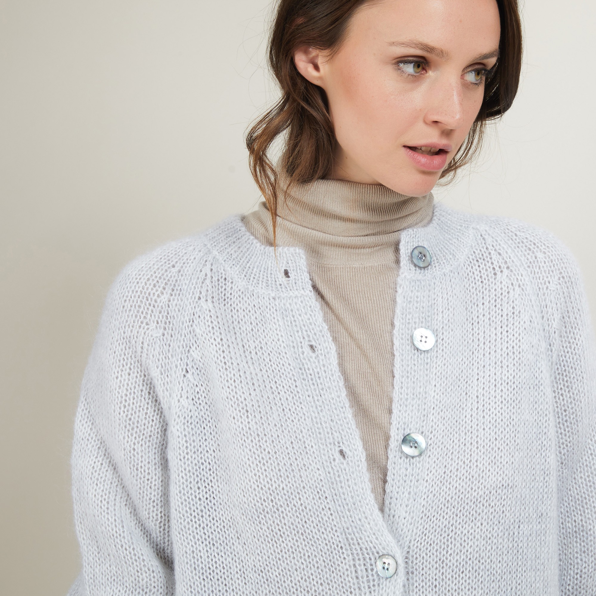 sessie schaal Beter Long mohair cardigan with pockets