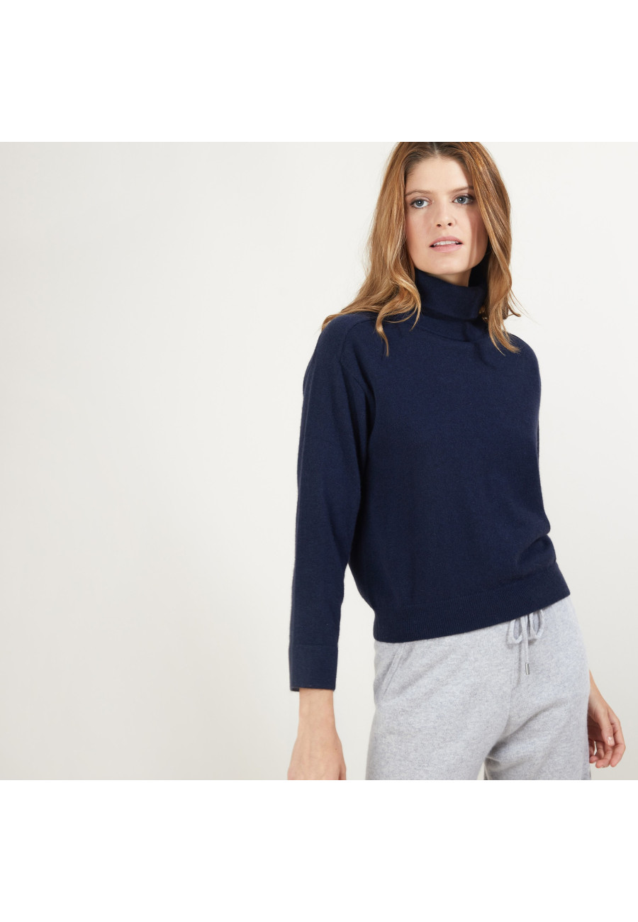 Cashmere turtleneck sweater with hammer armholes - Beverlie