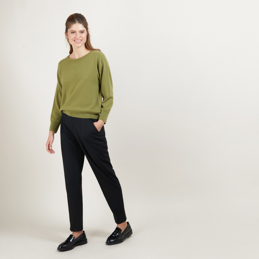 Cashmere round neck sweater with hammer armholes - Breee