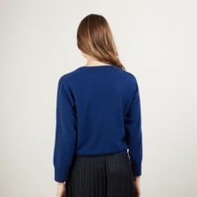 Cashmere round neck sweater with hammer armholes - Bree