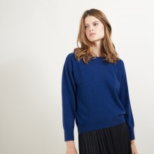 Cashmere round neck sweater with hammer armholes - Bree