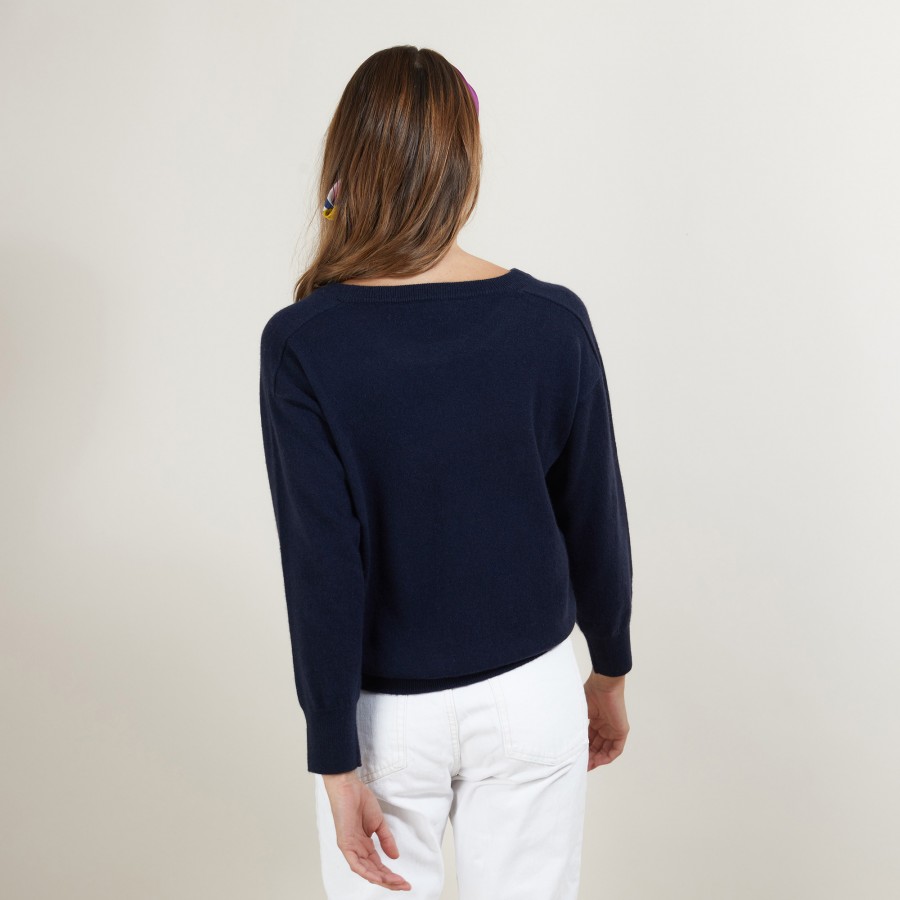 Cashmere round neck sweater with hammer armholes - Breee