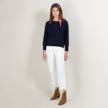 Cashmere round neck sweater with hammer armholes - Bree