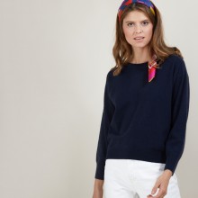 Cashmere round neck sweater with hammer armholes - Bree