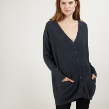 Long cardigan with pockets in cashmere - Blush