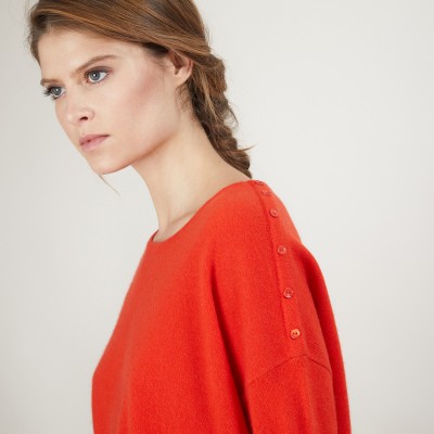 Cashmere wide shoulder buttons sweater - Brook