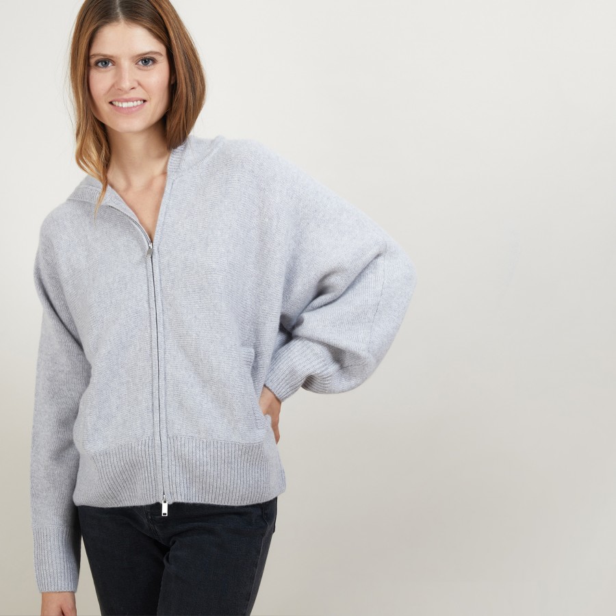 Cashmere zipped hooded jacket - Gabien