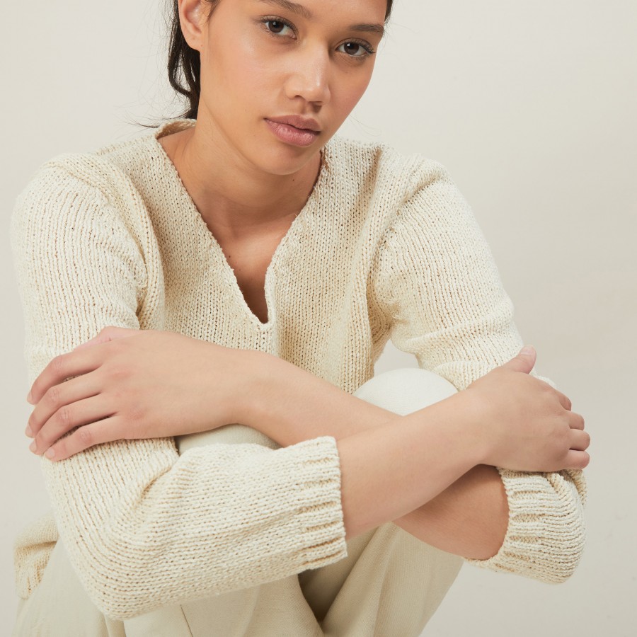 V-neck sweater in wool and silk - Blovis