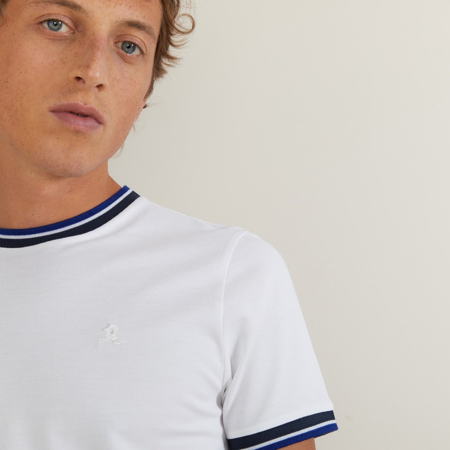Tri-color pique cotton t-shirt - Duc