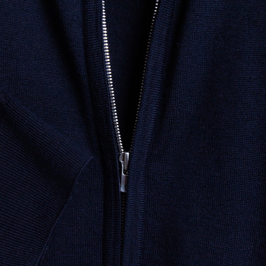 Zipped collar 100% wool cardigan Erwin