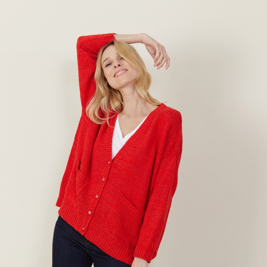 Large cardigan with chunky knit pockets - Marilou