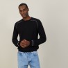 Two-tone round neck sweater in light cashmere - Percy