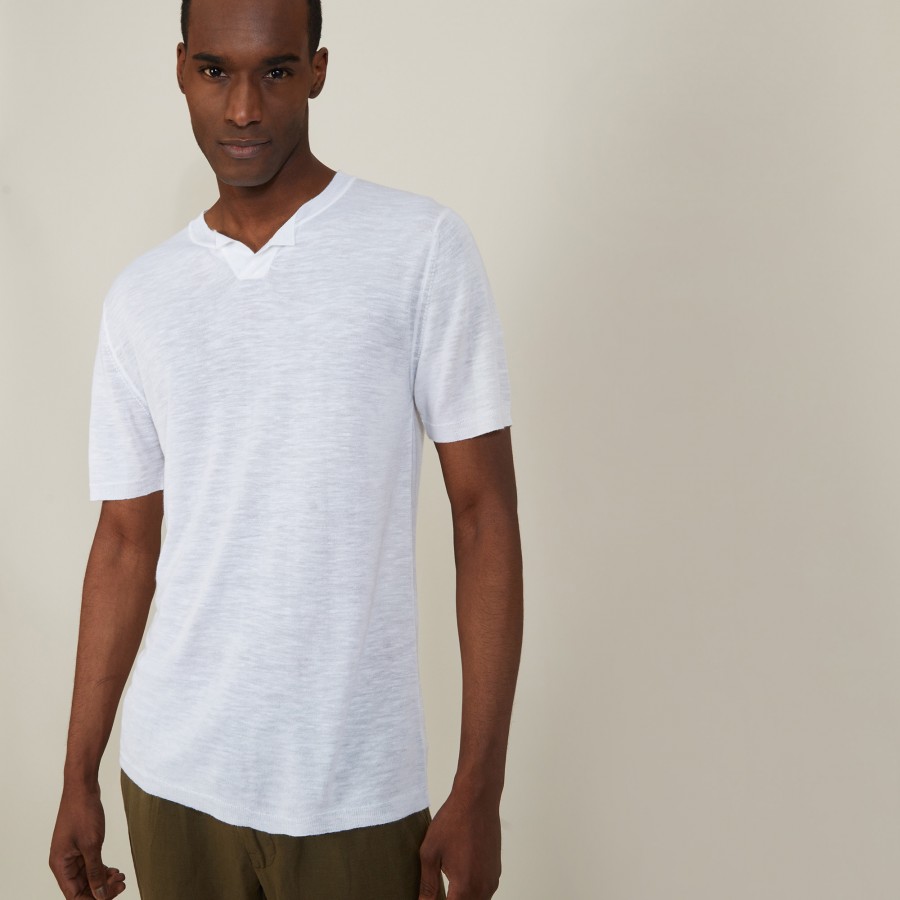 Slub linen t-shirt with Tunisian collar - Barakae