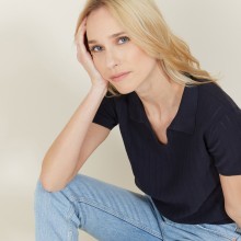 Dry cotton polo-neck t-shirt - Nina