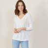 Loose-fit slub linen V-neck T-shirt - Beja