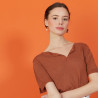 Slub linen t-shirt with Tunisian collar - Boheme