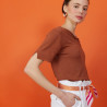 Slub linen t-shirt with Tunisian collar - Boheme