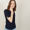 Slub linen t-shirt with Tunisian collar - Boheme