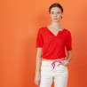 Slub linen t-shirt with Tunisian collar - Boheme