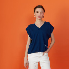 Cashmere Linen V-neck T-shirt - Meg