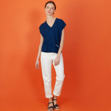 Cashmere Linen V-neck T-shirt - Meg