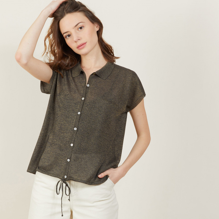 Iridescent effect short-sleeved shirt - Nathalie