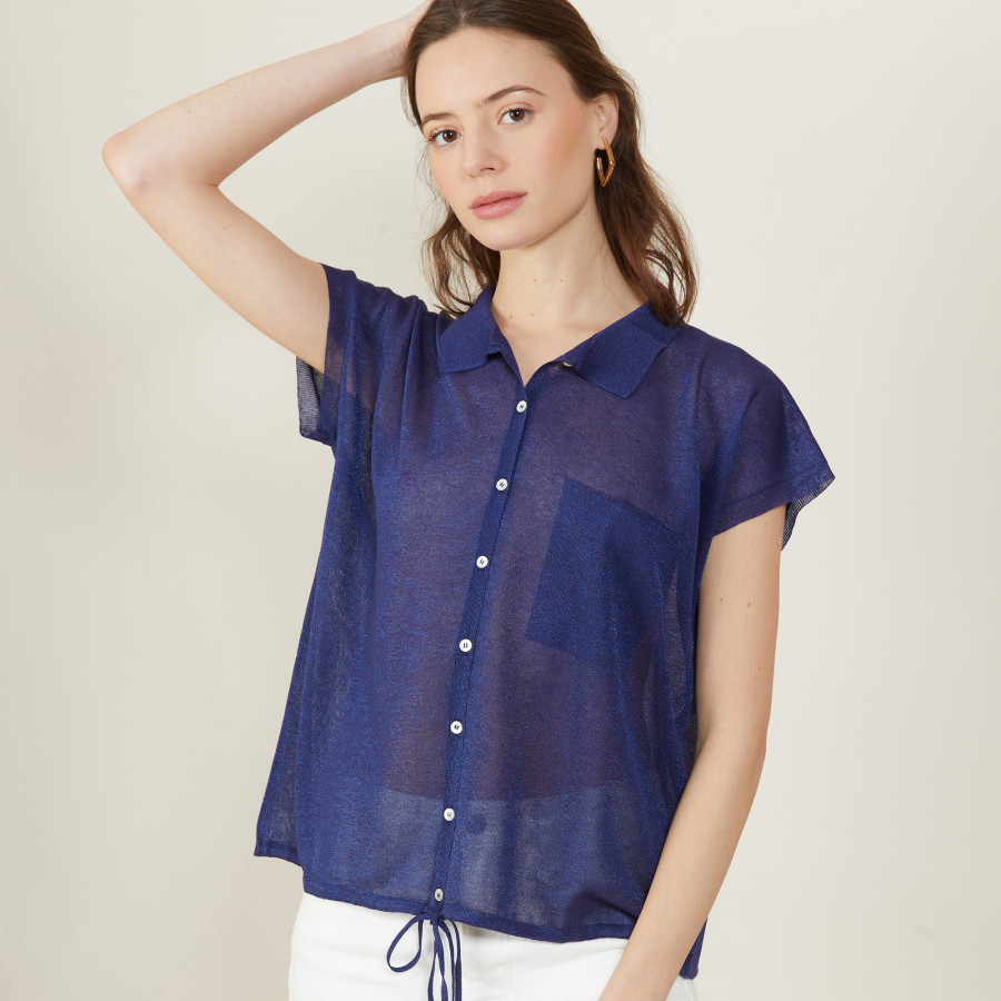 Iridescent effect short-sleeved shirt - Nathalie