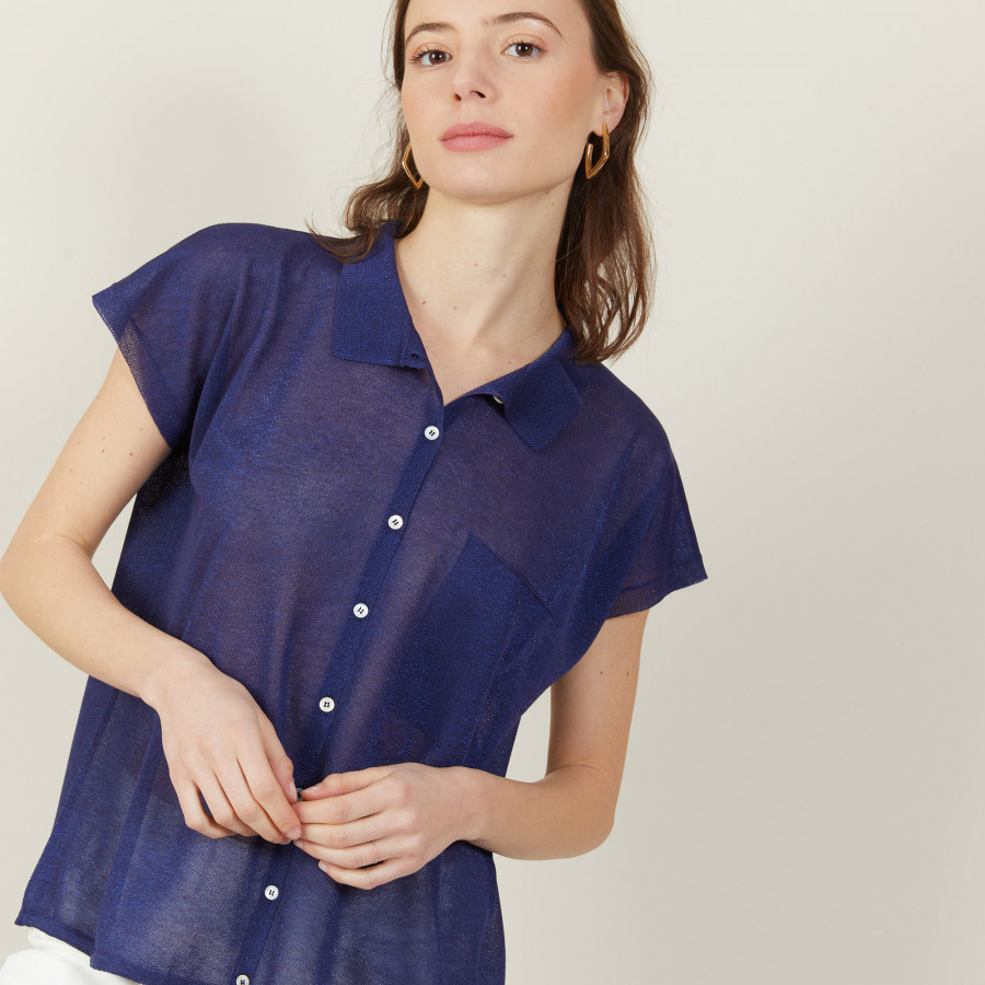 Iridescent effect short-sleeved shirt - Nathalie