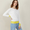 Round-neck tricolor cotton sweater - Nelda