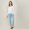 Round-neck tricolor cotton sweater - Nelda