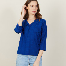 Tie-neck polo shirt in Fil Lumière - Amara