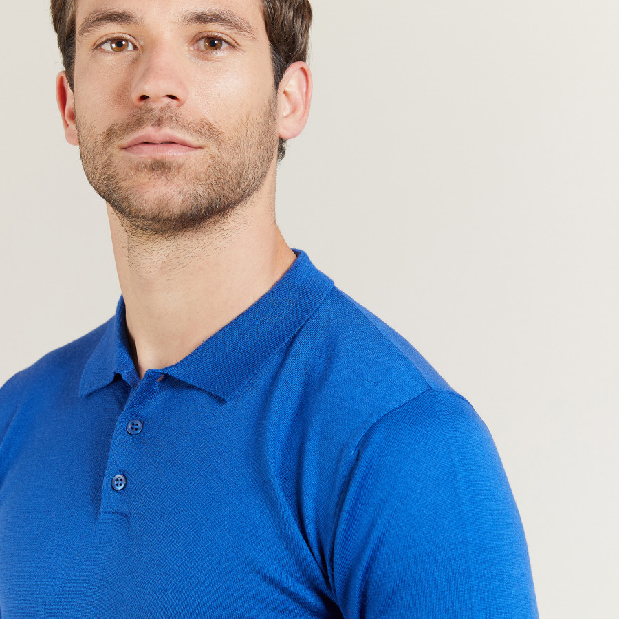 Long-sleeved merino wool polo shirt - Eni
