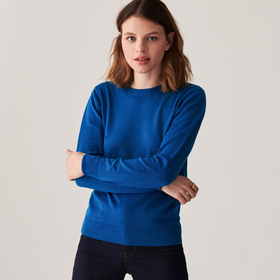 Merino wool round-neck jersey sweater - Asena