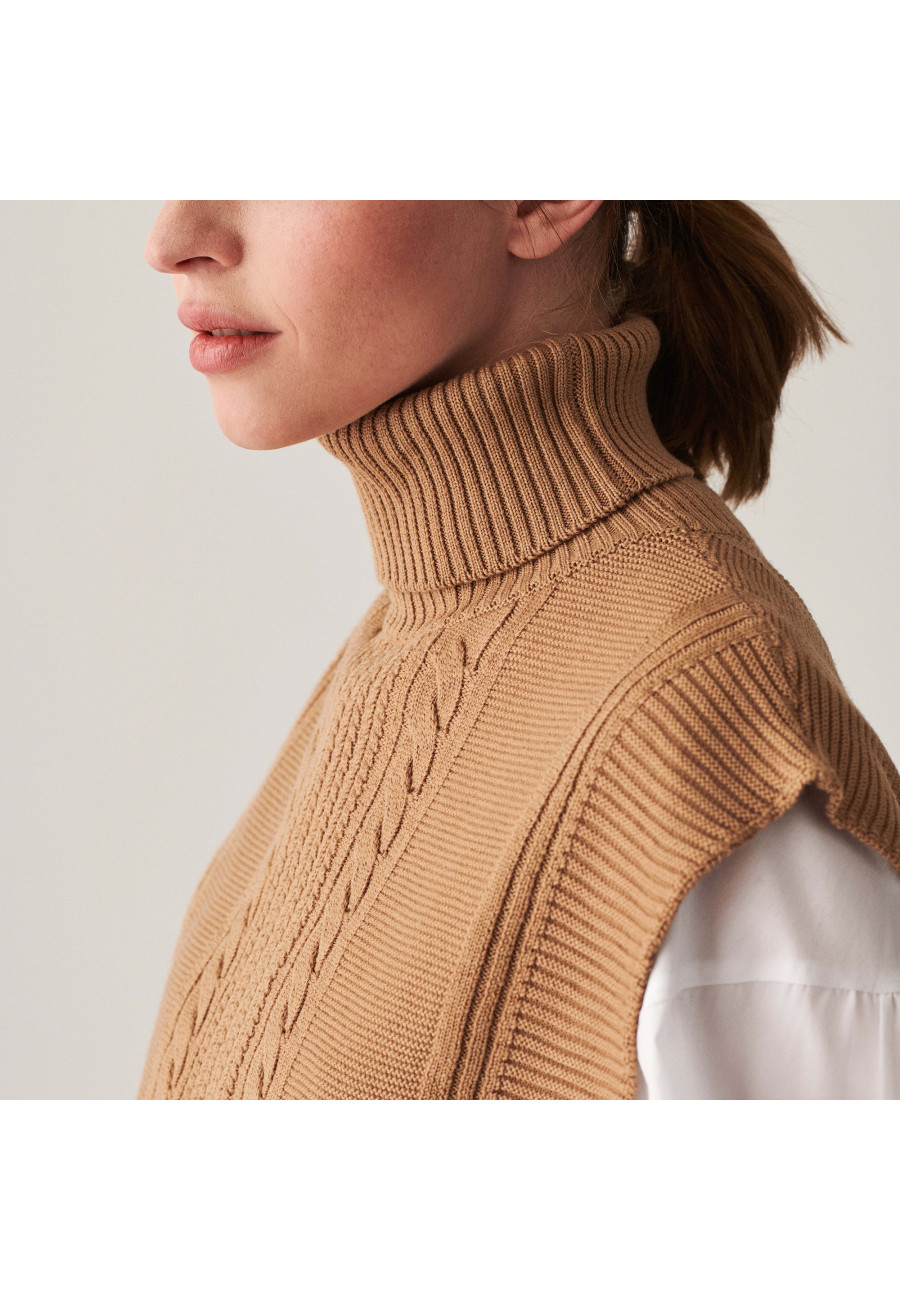 Sleeveless turtleneck sweater in merino wool - Claudia